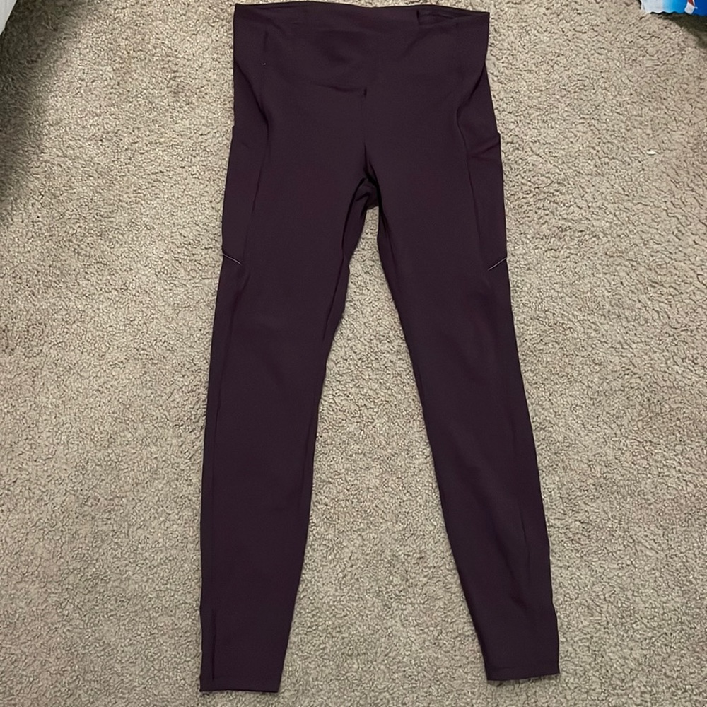 Lululemon fast & free purple/maroon leggings 8 pockets on leg